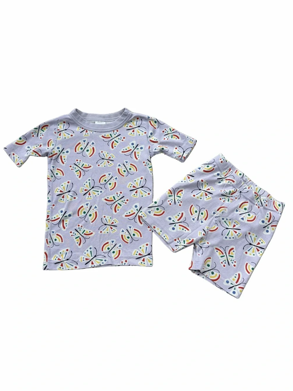 Hanna Andersson Size 120, 6-7, Light Purple Butterfly Print Short John Pajamas